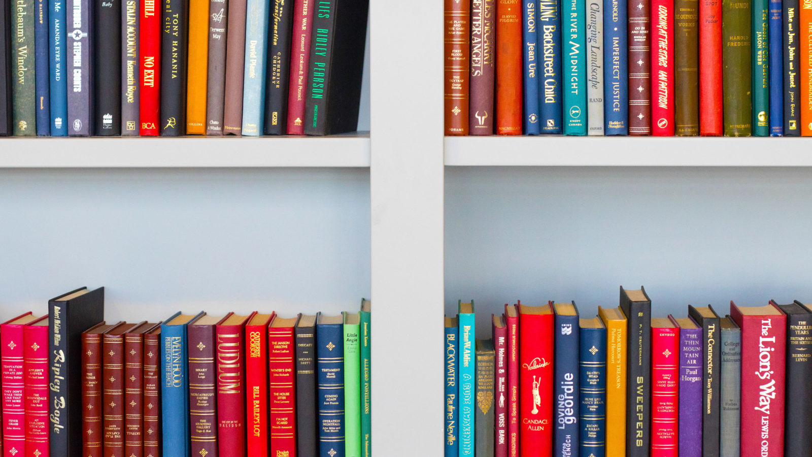 Books organised on a book shelf